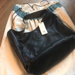 Black Tory Burch shoulder bag with tags, dust bag